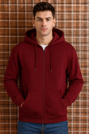 velance premium maroon zip up hoodie