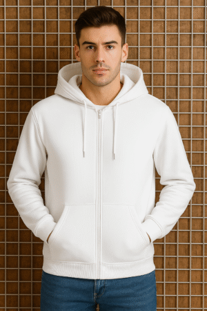 velance ultra soft white zip up hoodie