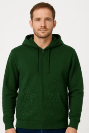 velance premium forest green zipper hoodie