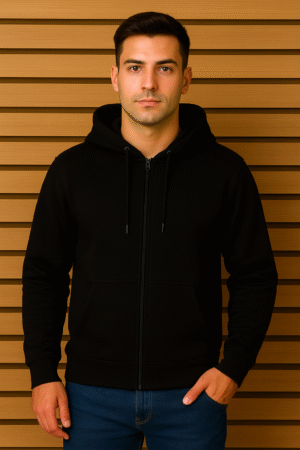 velance premium black zip up hoodie