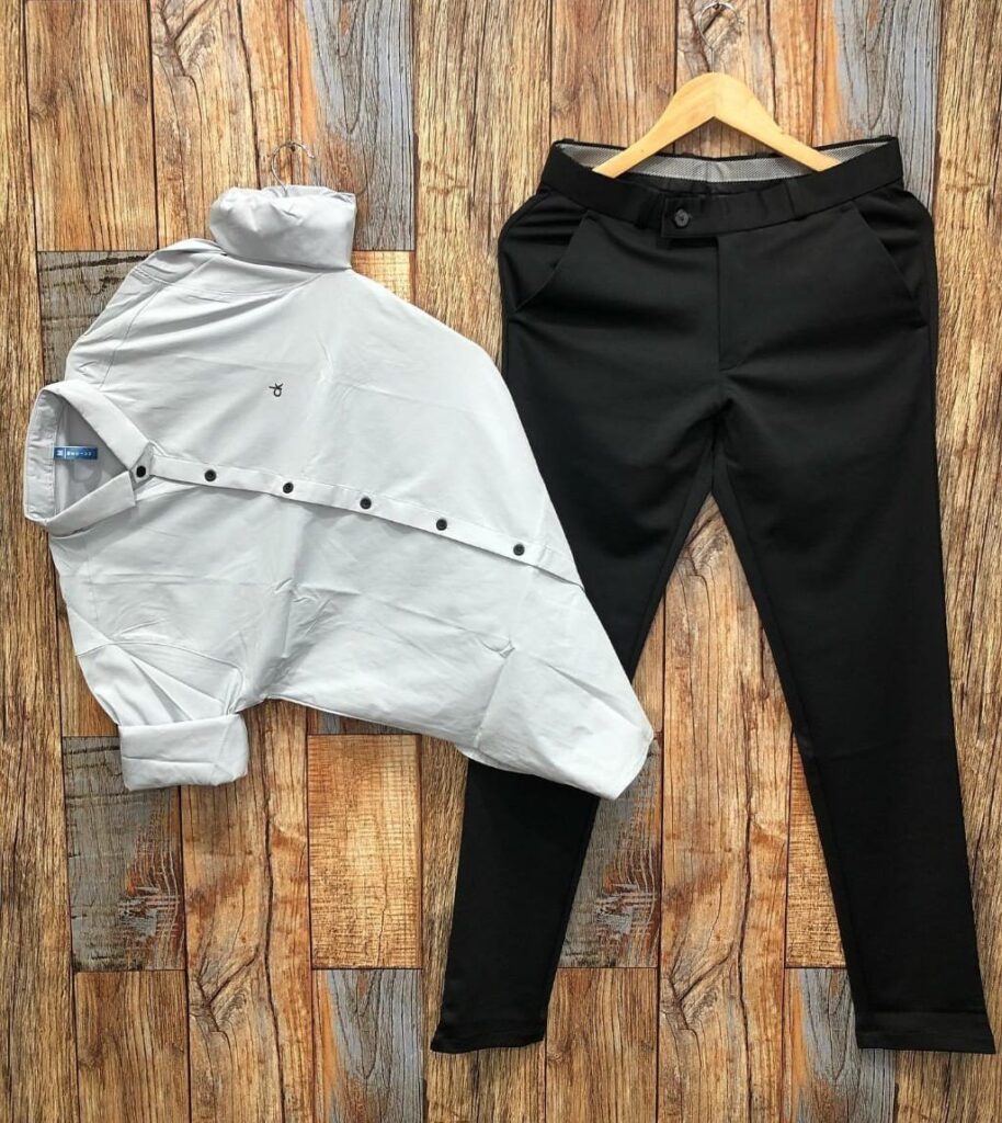 mens gray and black shirt pant set 914x1024