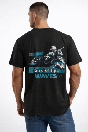 survive the waves – certified surflex anime back print t shirt