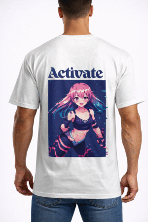 activate neon anime back print t shirt