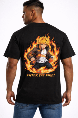 enter the fire – blaze anime back print t shirt