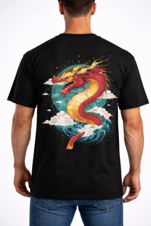 celestial dragon fury back print t shirt
