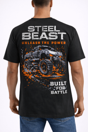 men’s graphic printed black cotton t shirt with back design