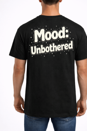 unbothered graphic printed black t shirt for men