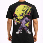 men’s black alien graffiti back printed t shirt
