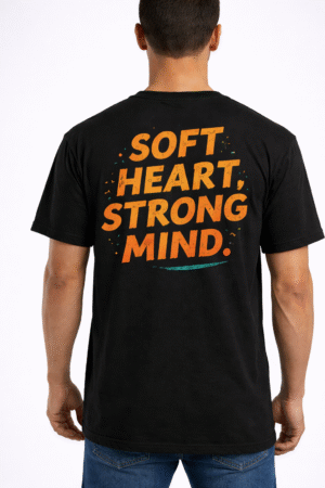 soft heart, strong mind” motivational graphic t shirt