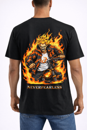 men’s graphic printed black cotton t shirt with back design