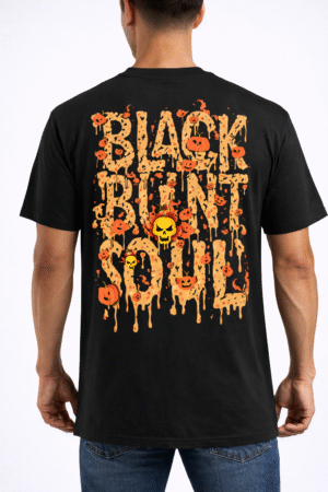 black burnt soul halloween graphic black t shirt