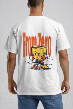 men’s graphic printed white cotton t shirt with back design