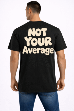 not your average bold typography printed black t shirt for men