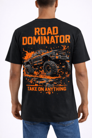 men’s graphic printed black cotton t shirt with back design