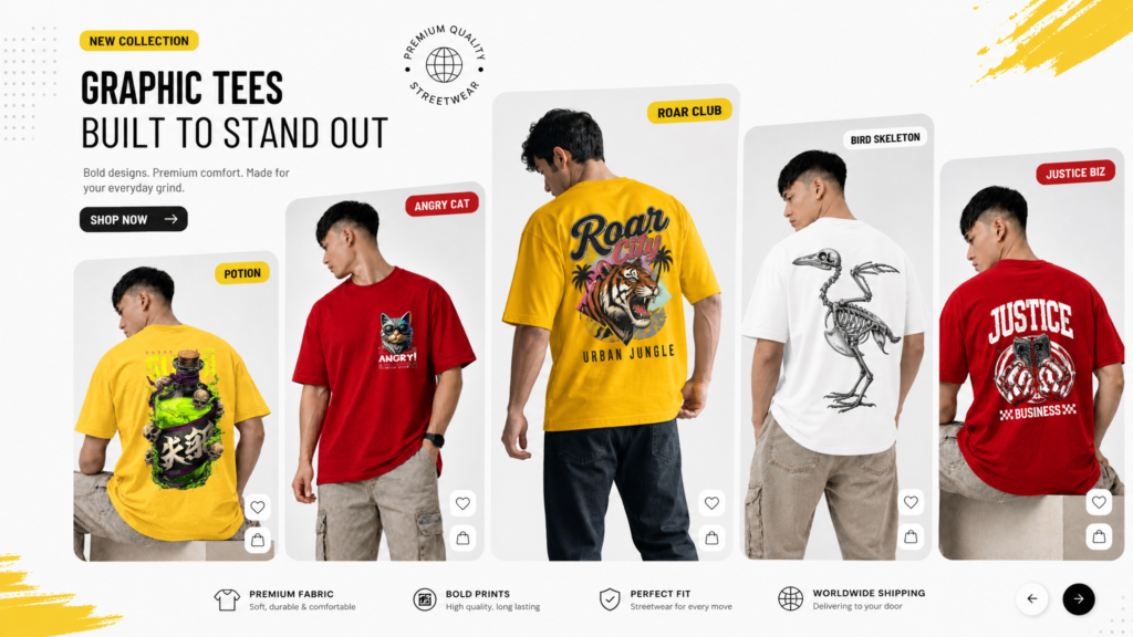 t shirt mockup collage website section style