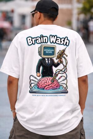 "brain wash" cyberpunk graphic oversized t shirt
